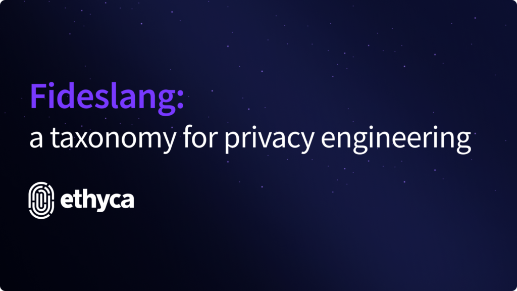 Blog post title card that reads "Fideslang: a taxonomy for privacy engineering"
