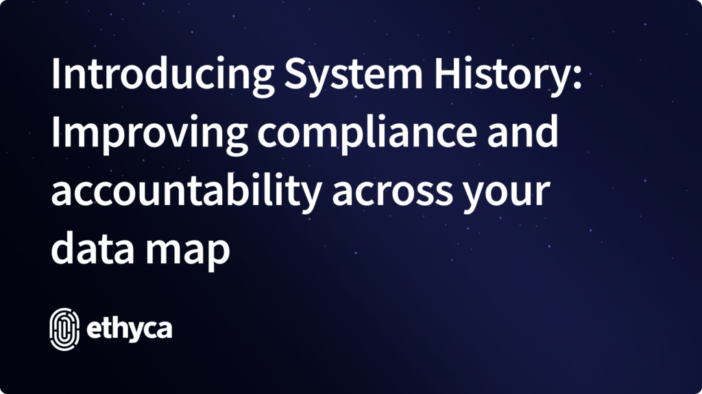 Key visual with the title reading: Introducing System History: improving compliance and accountability across your data map.